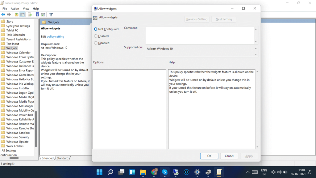 allow Widgets