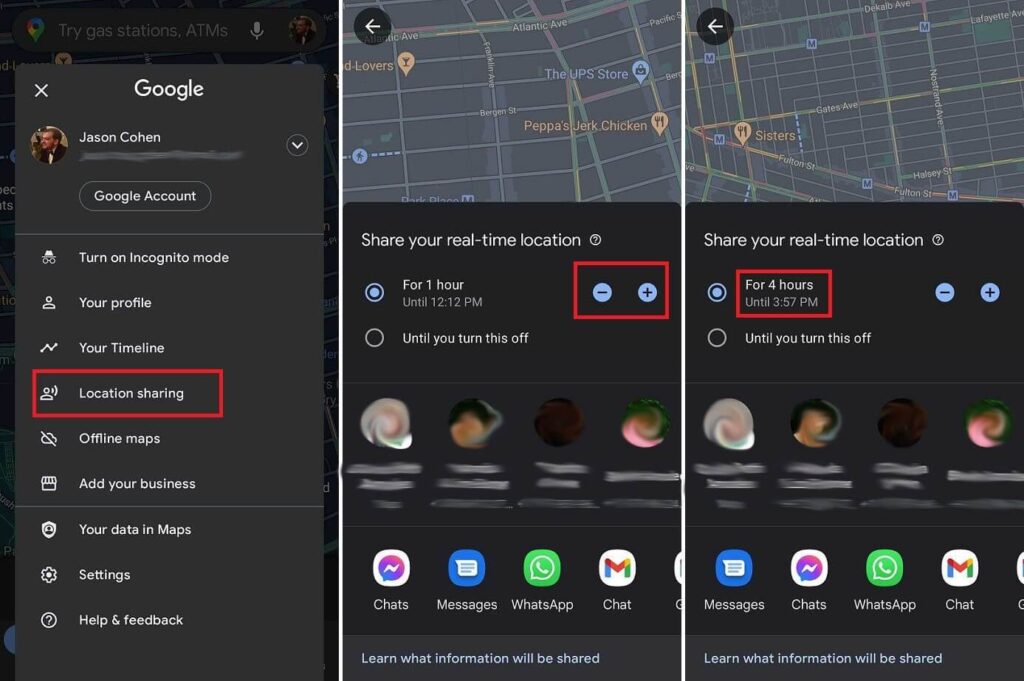 Share Google Maps Location via Android