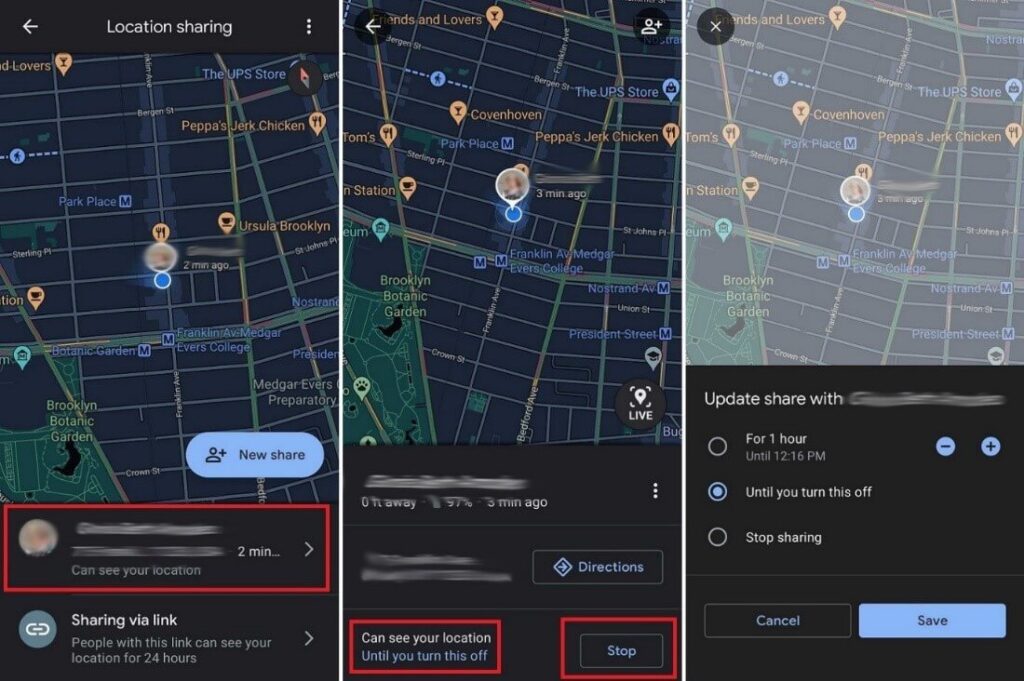 turn off location sharing