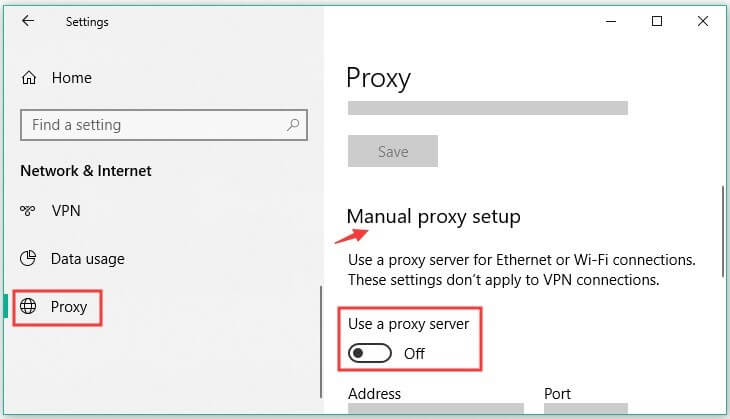Manual Proxy Setup