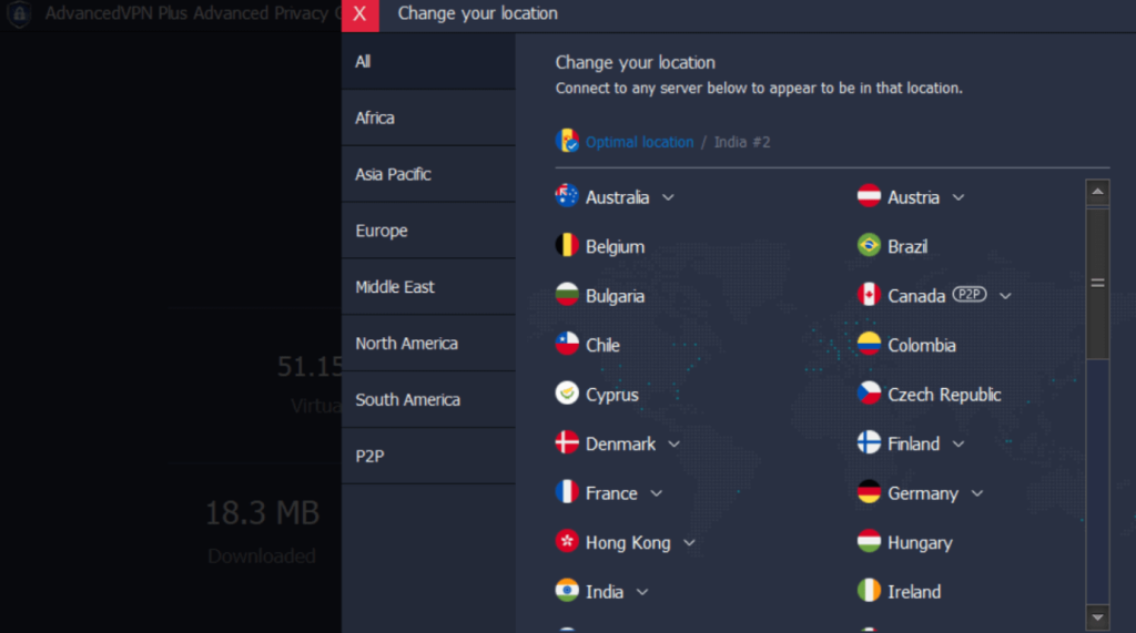 Countries with VPN servers