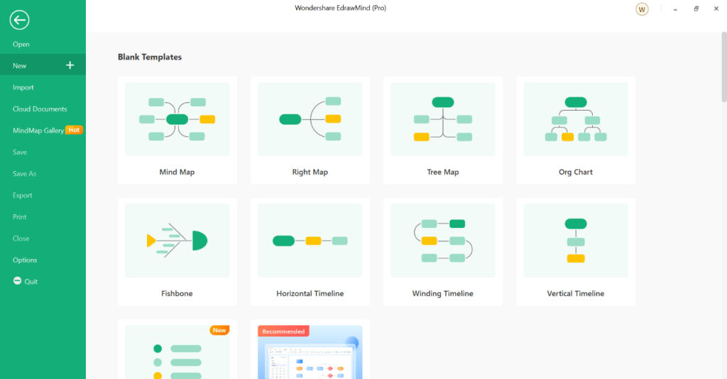 dashboard of EdrawMind