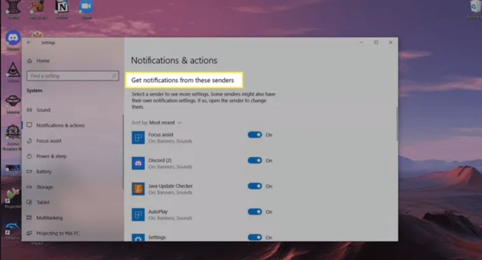 Get notifications from these senders
