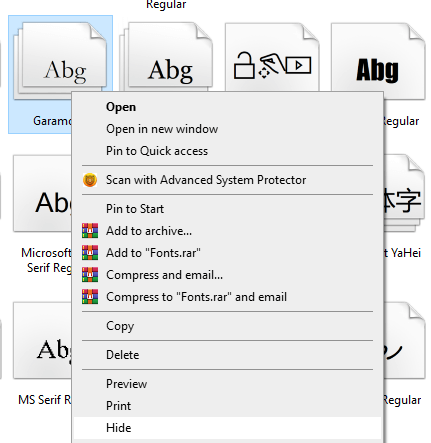 Hide All Fonts