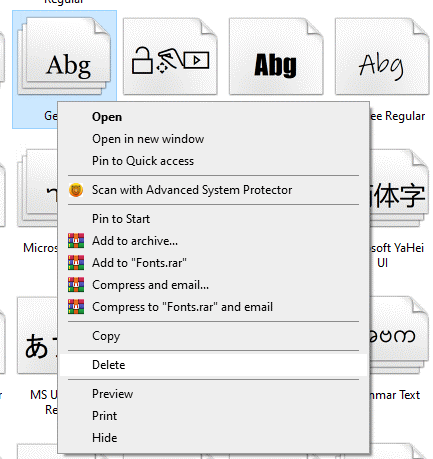Delete Fonts