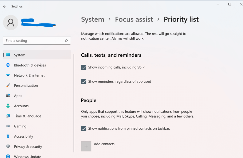 Customize priority list