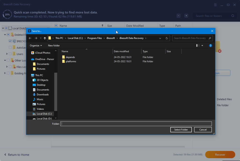 select folder