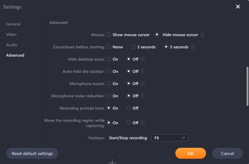 advanced settingsc