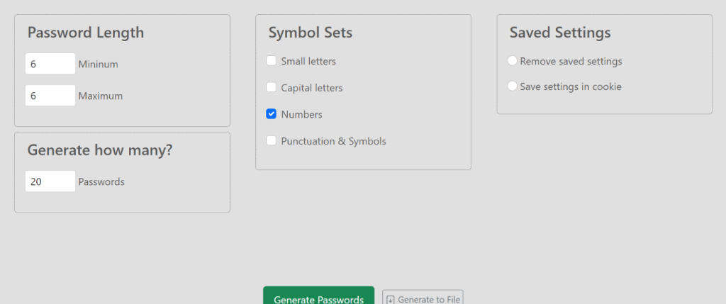 MSD Services Password Generator