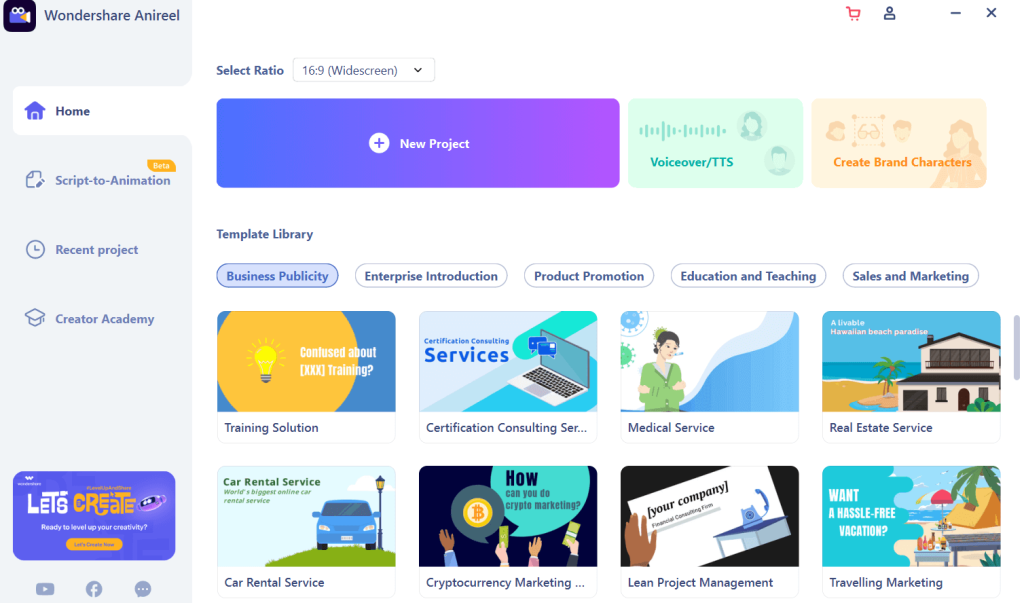 Interface Home Screen