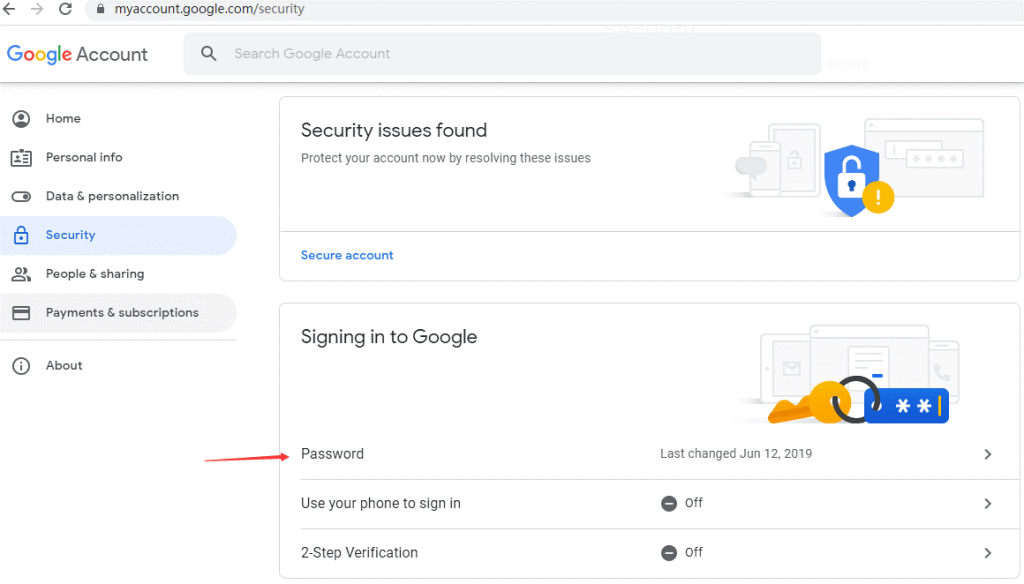 Reset the Gmail Password via Desktop