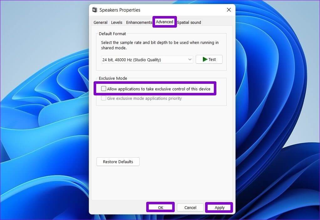 Allow applications to take exclusive