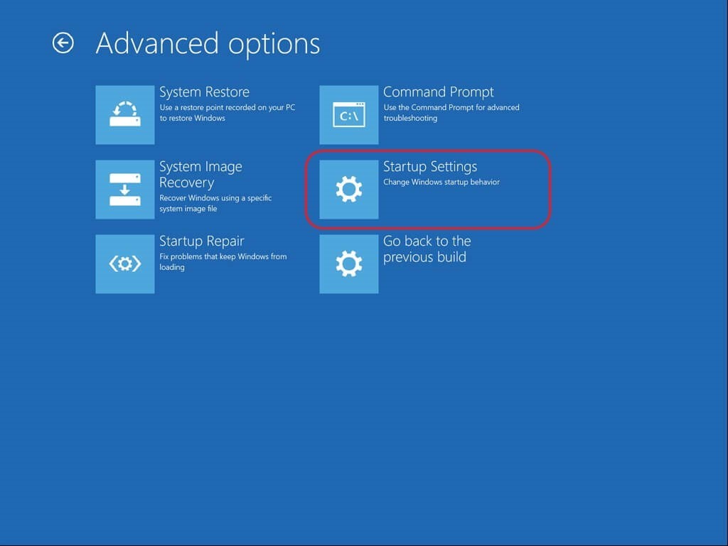 Startup settings
