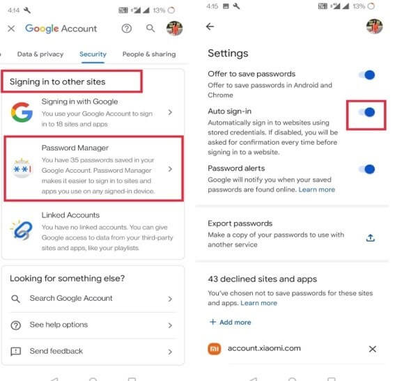 auto sign-in