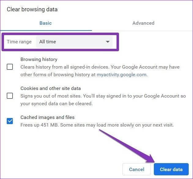 Clear browsing data
