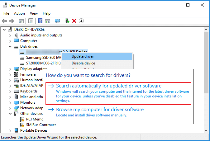 Reinstall Seagate Hard Drive Driver