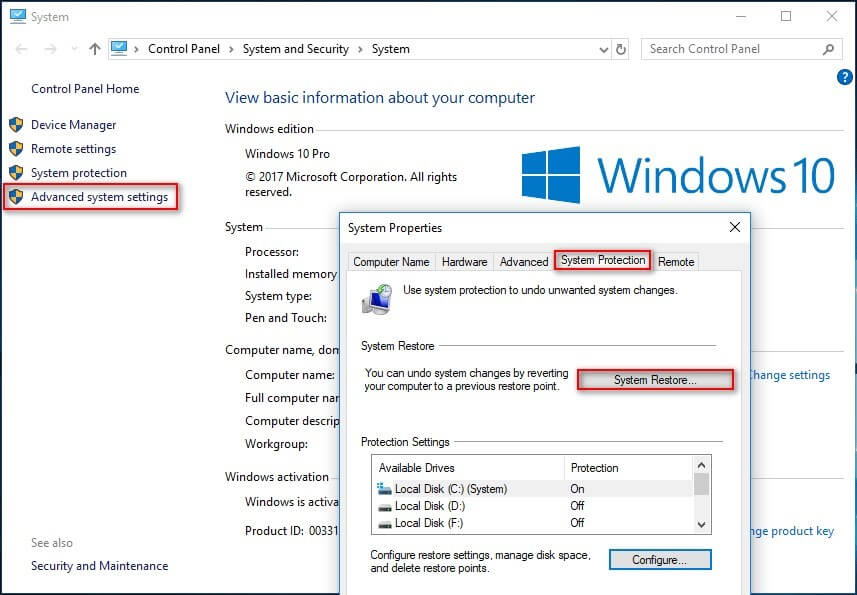 System Restore function
