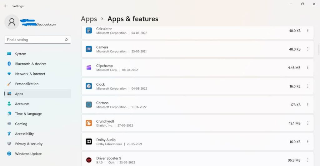 Apps & Features
