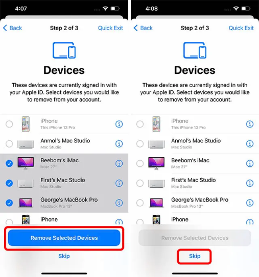 Remove Selected Devices