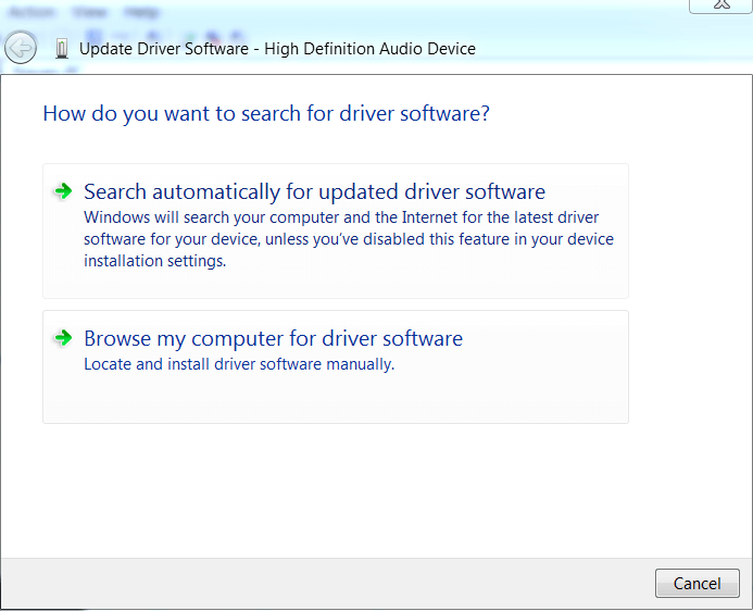 Search Automatically for Updated Driver Software