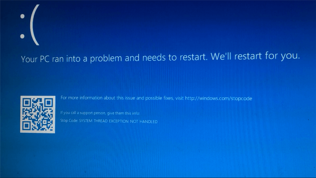 System Thread Exception Not Handled