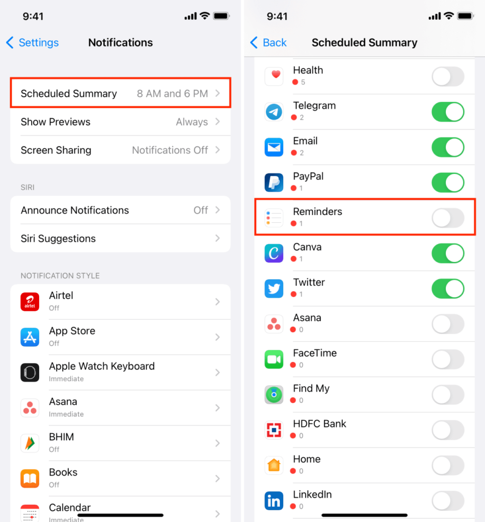 Disable Scheduled Summary on iOS 16