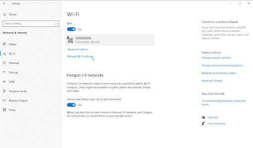 Manage Wi-Fi settings