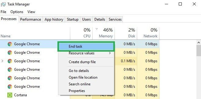 End task