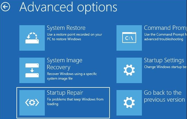 Disk startup repair