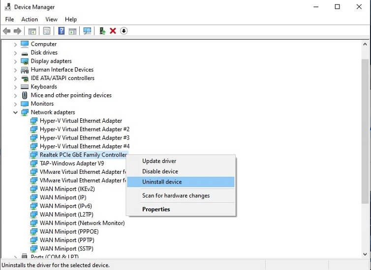 uninstall device