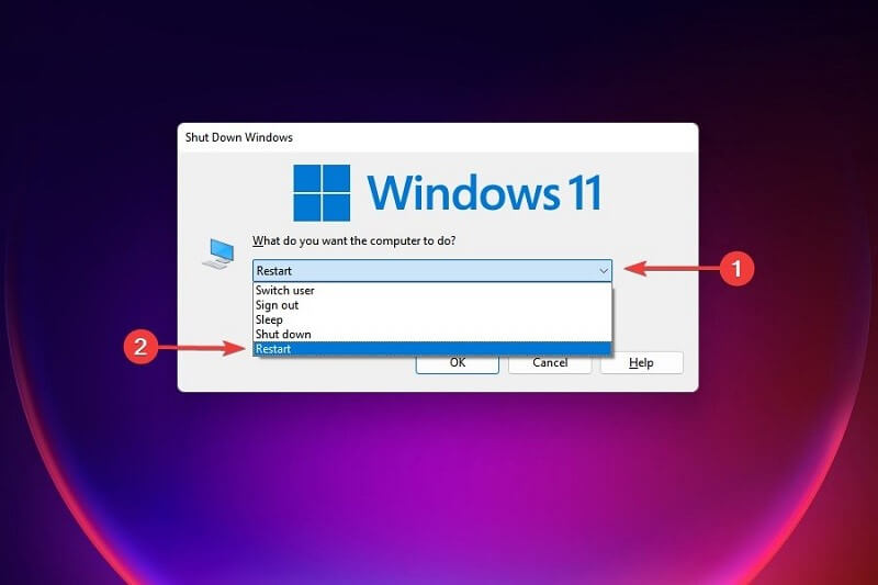 Restart the Windows 11 computer