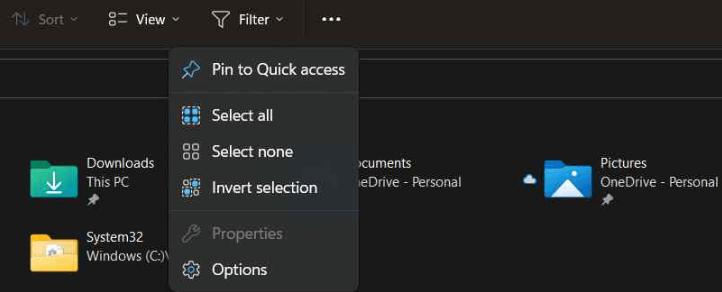 opening the options