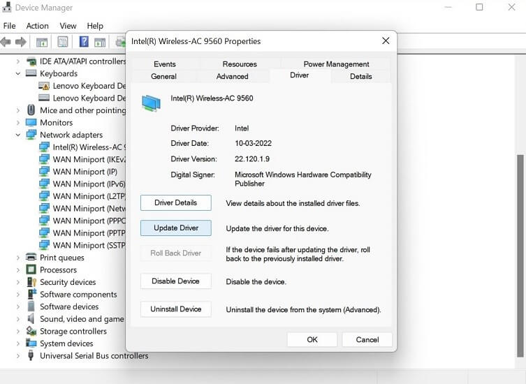 update driver option