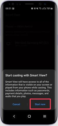 starting the screen sharing