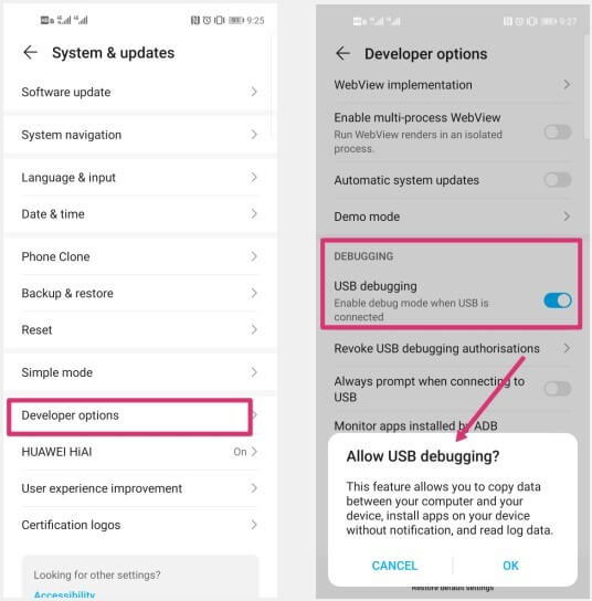 allow USB debugging