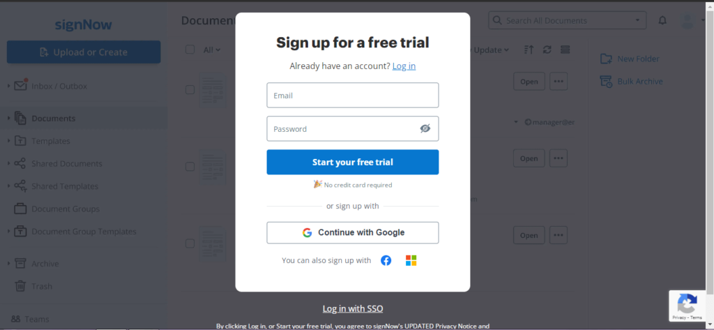 signNow signup