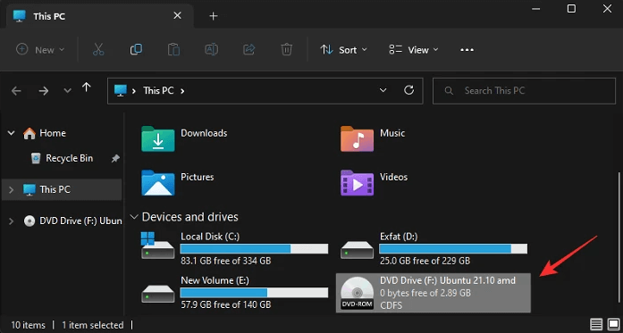 mounted iso file