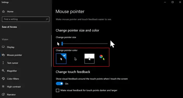 change pointer color option