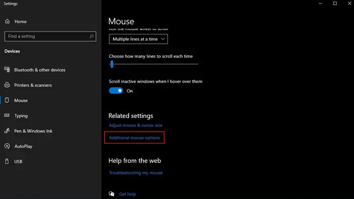 additional mouse options
