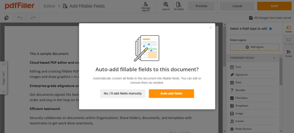 ADD FILLABLE FIELDS