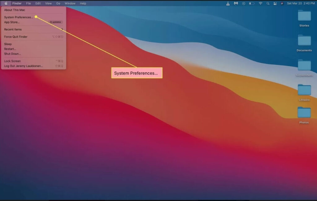 System Preferences option