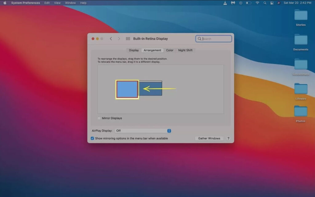 hold and drag the displayed icon