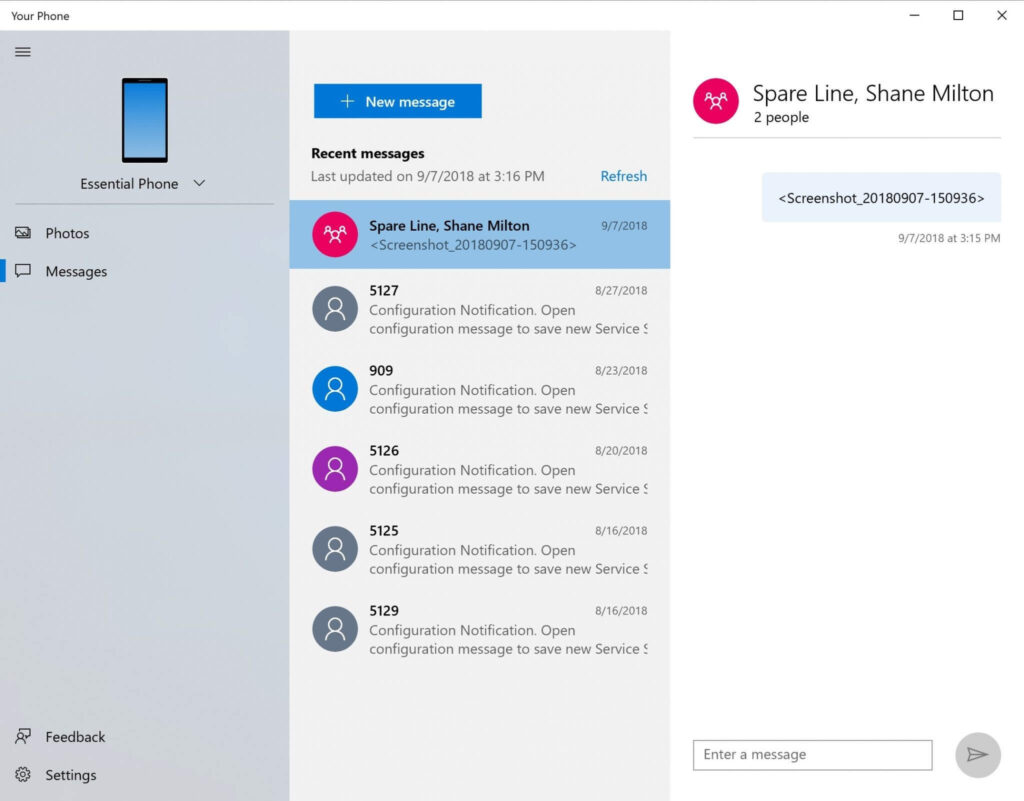 Messages tab