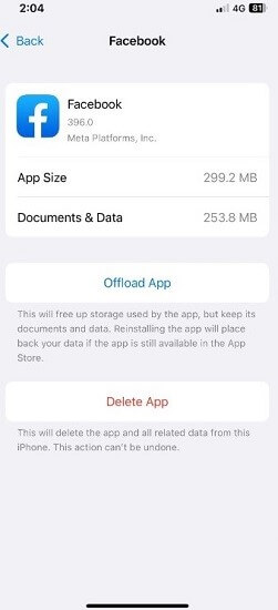  Offload App button