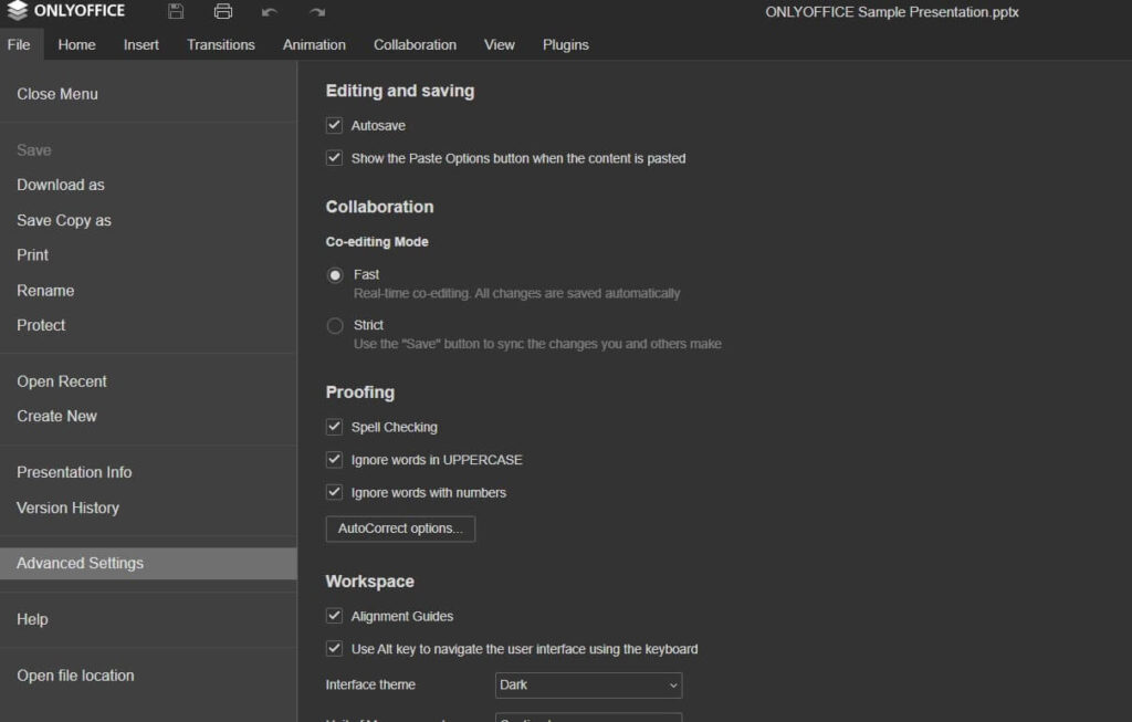 advanced settings