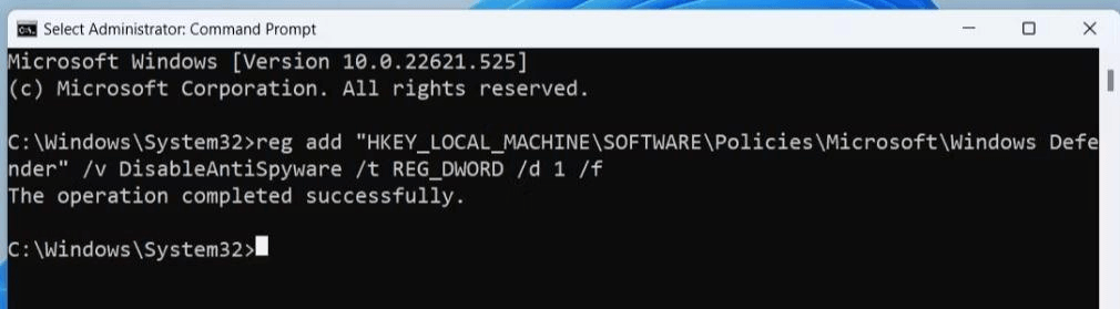  Command Prompt window