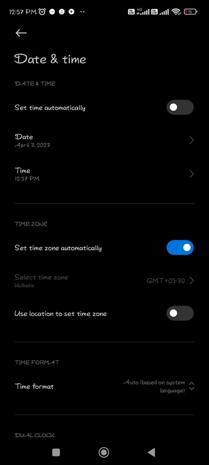 Set time zone automatically