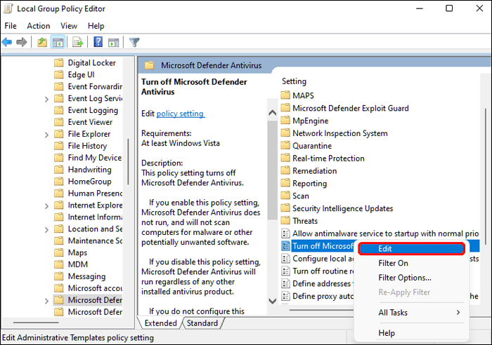  Turn off Microsoft Defender Antivirus