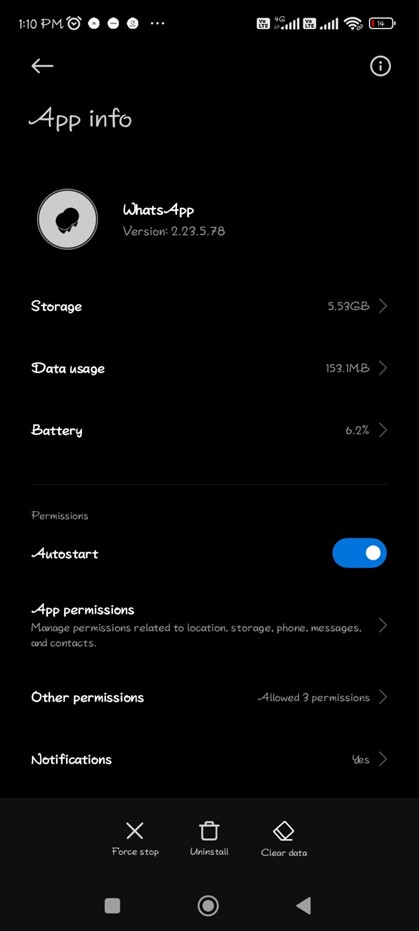  clear data option