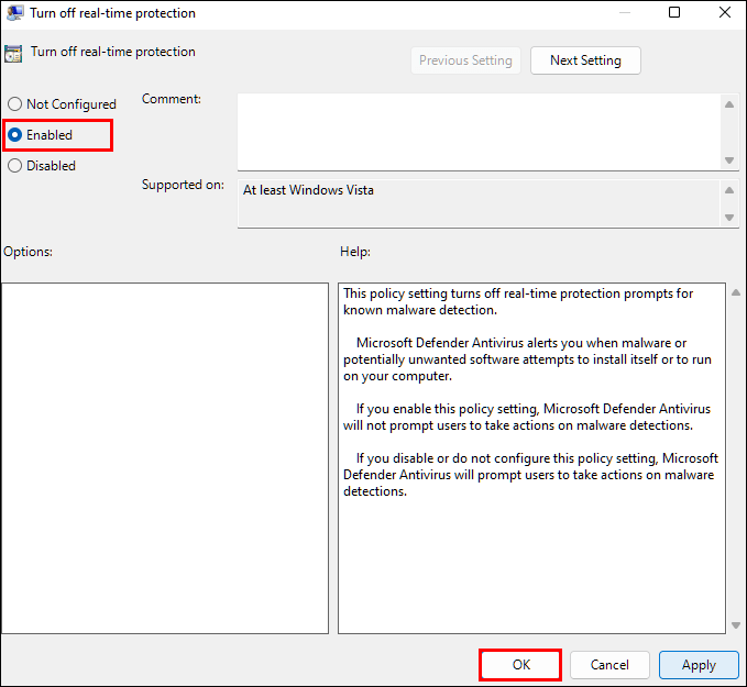 Allow antimalware service